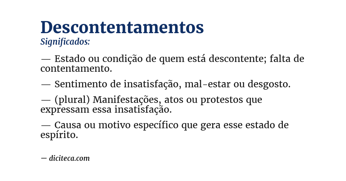 Significado de descontentamentos
