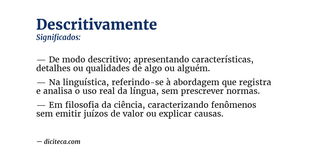 Significado de descritivamente