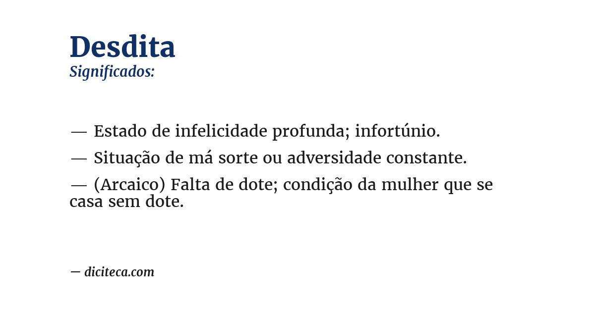 Significado de desdita