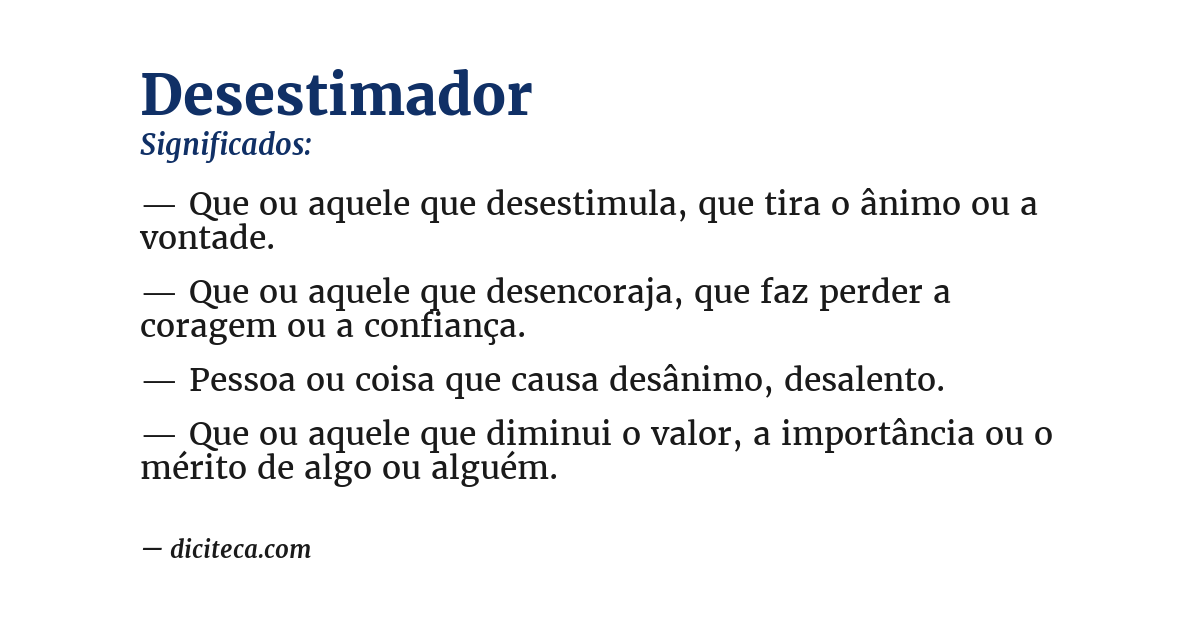 Significado de desestimador