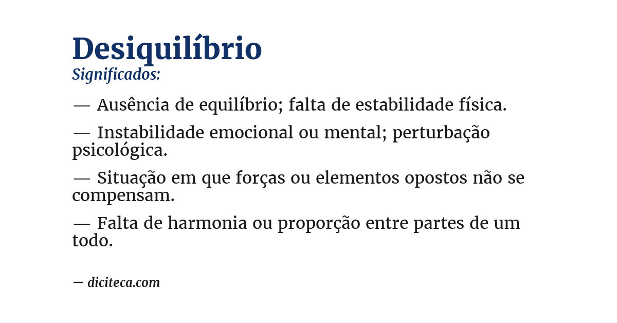 Significado de desiquilíbrio