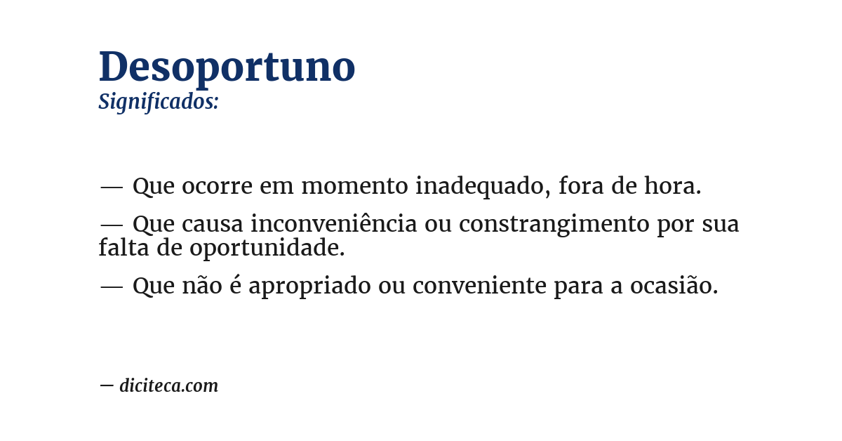 Significado de desoportuno