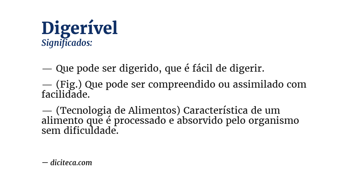 Significado de digerível