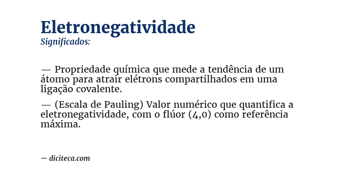 Significado de eletronegatividade
