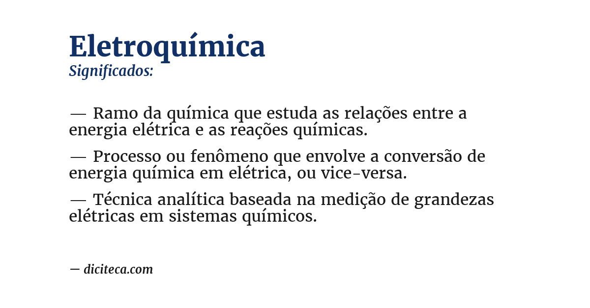 Significado de eletroquímica