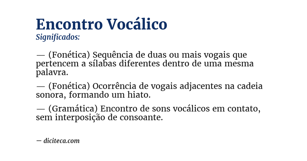 Significado de encontro vocálico