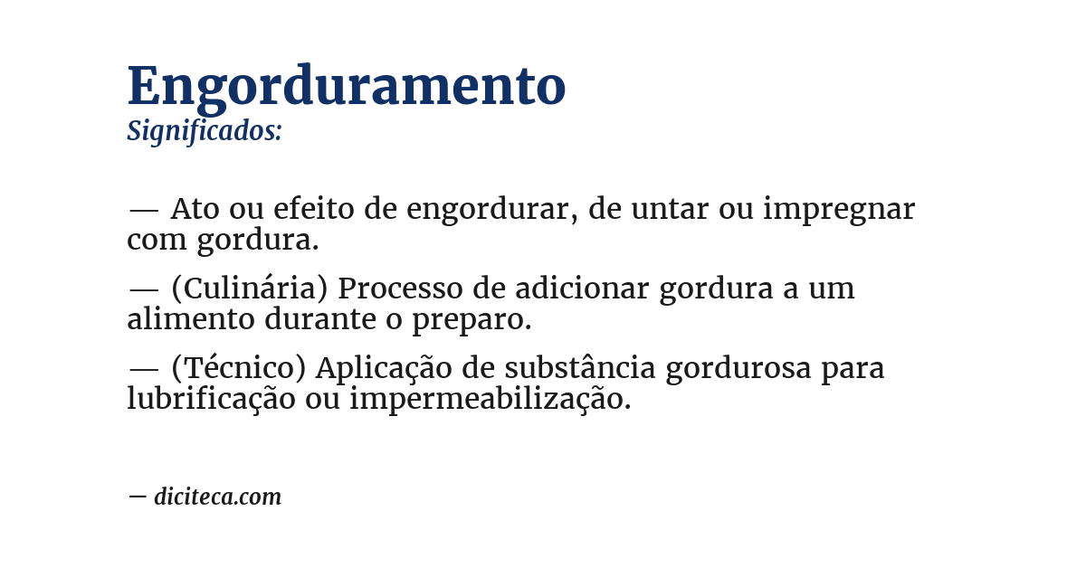 Significado de engorduramento