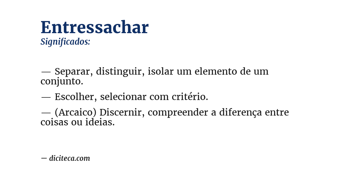 Significado de entressachar