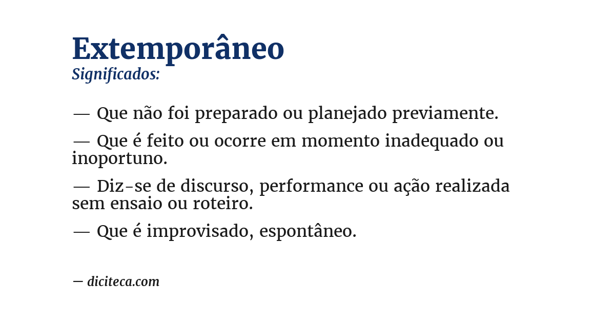 Significado de extemporâneo
