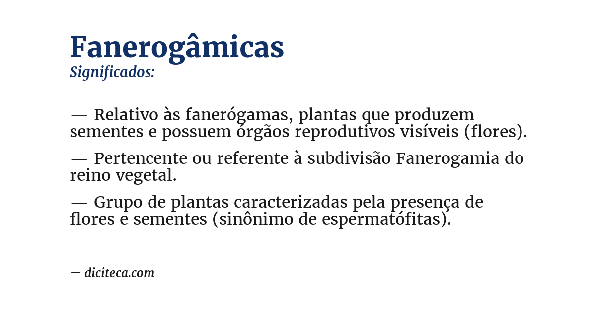 Significado de fanerogâmicas