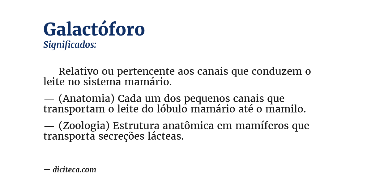 Significado de galactóforo
