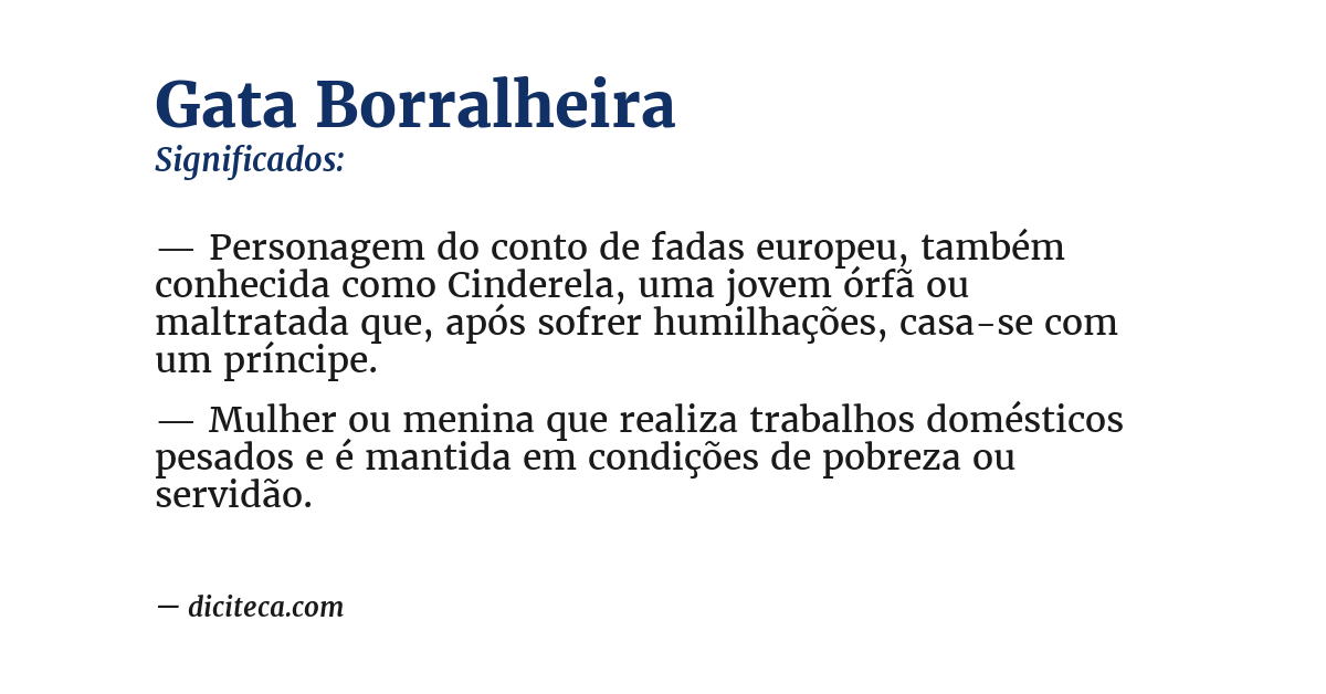 Significado de gata borralheira