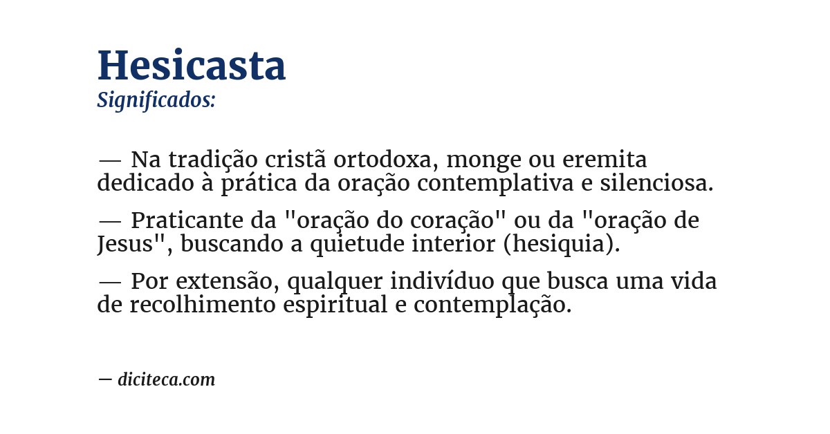 Significado de hesicasta