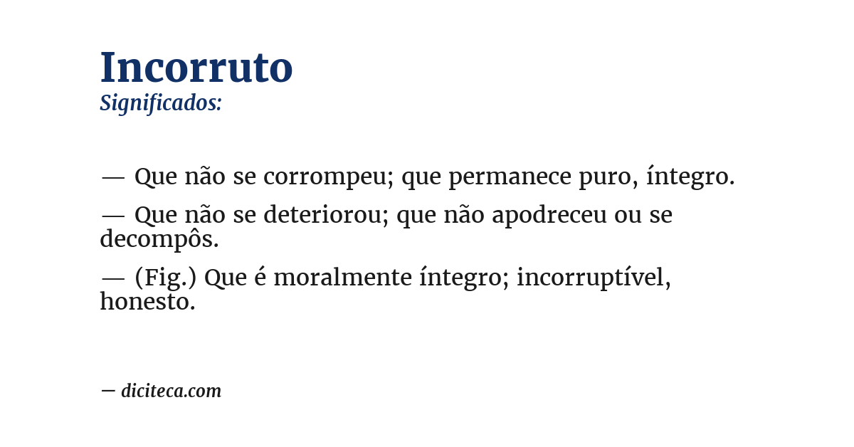 Significado de incorruto