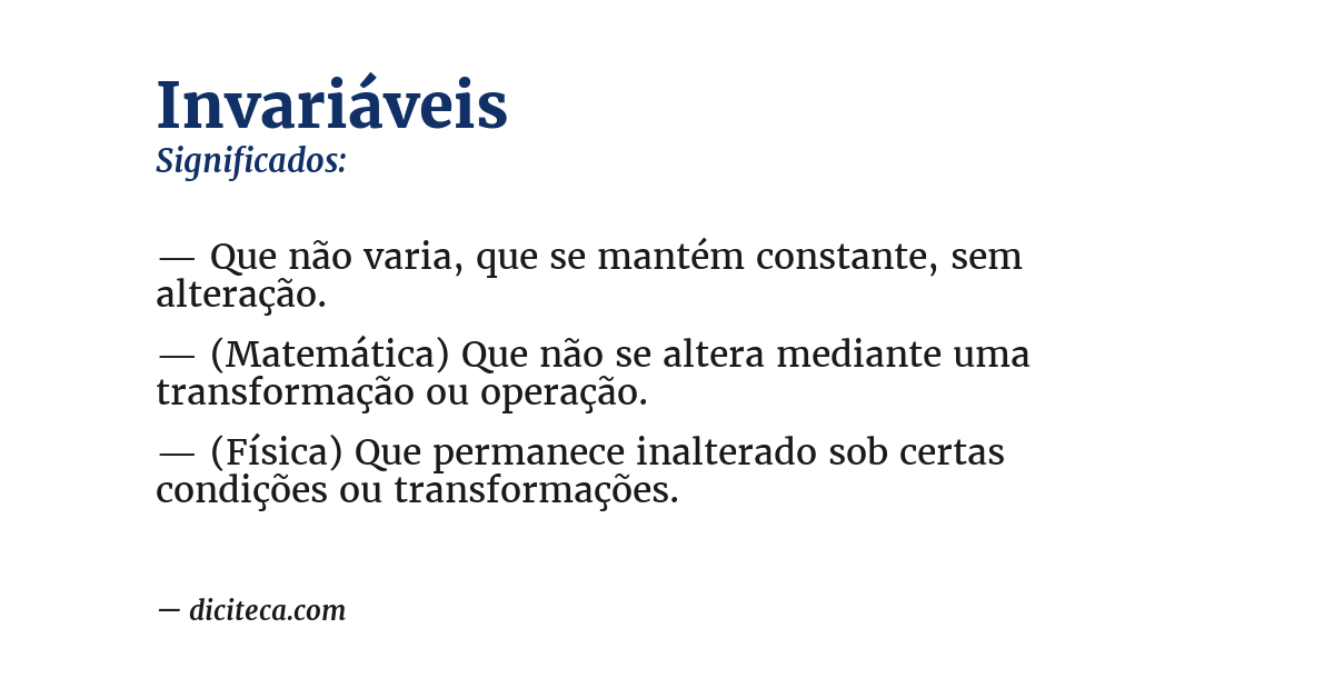 Significado de invariáveis