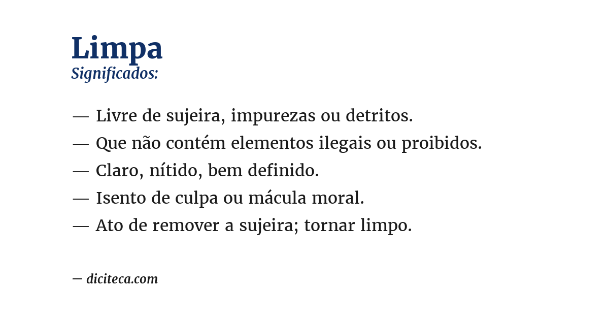 Significado de limpa