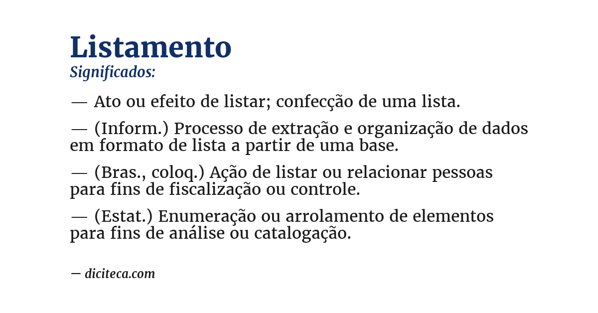 Significado de listamento