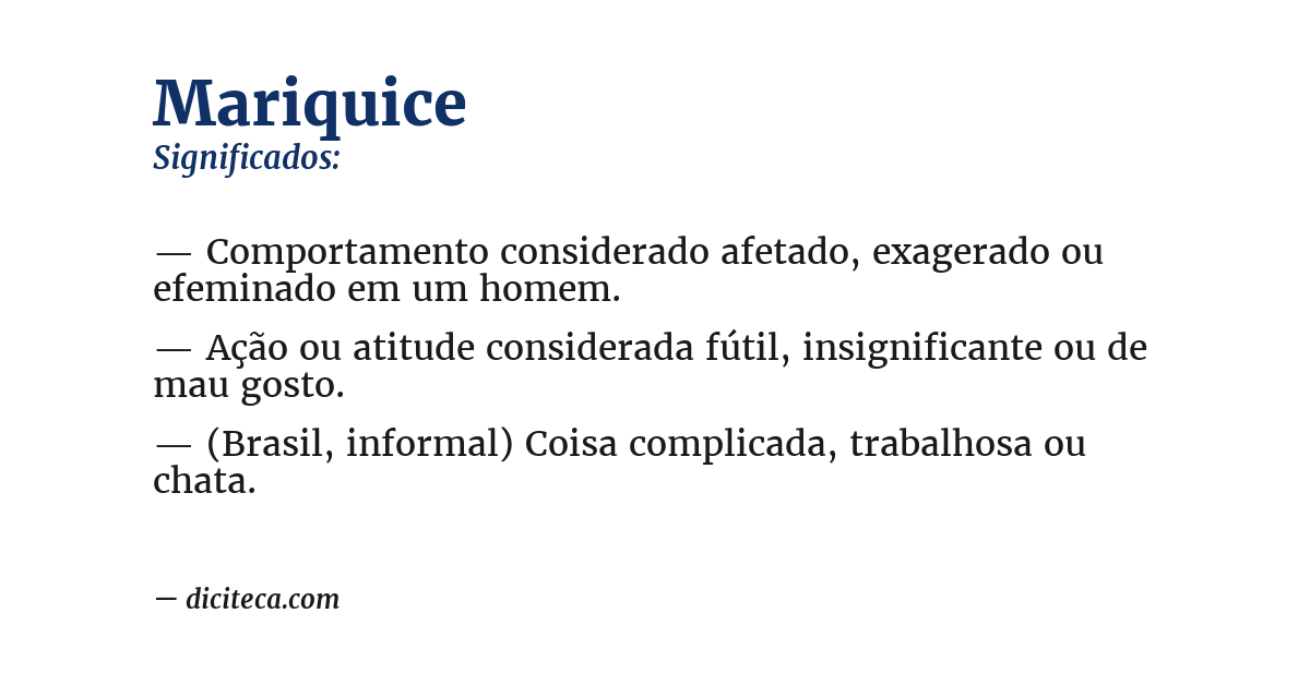 Significado de mariquice