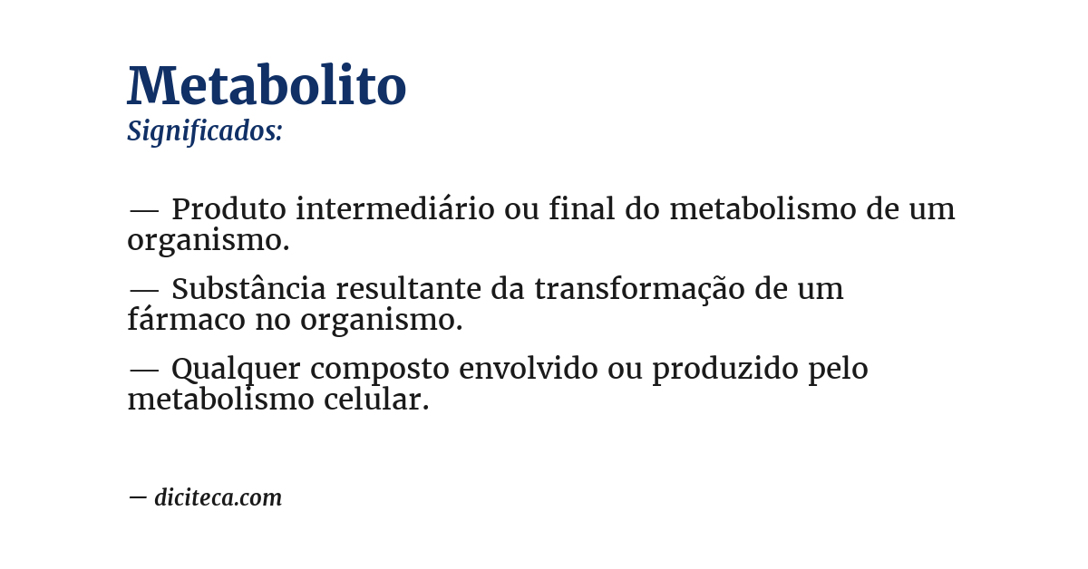 Significado de metabolito