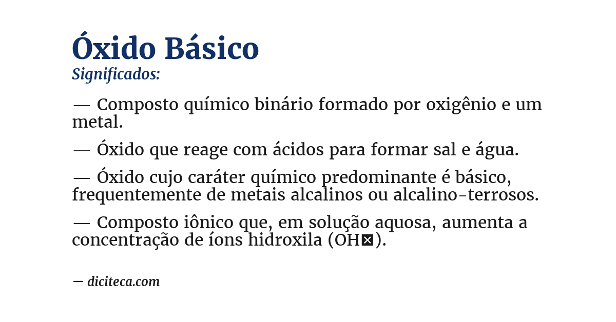 Significado de óxido básico