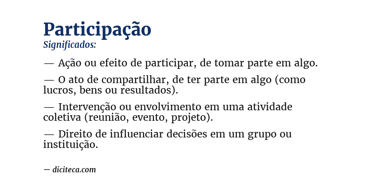 Significado de participação