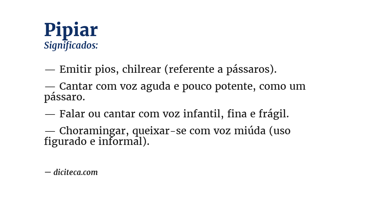Significado de pipiar
