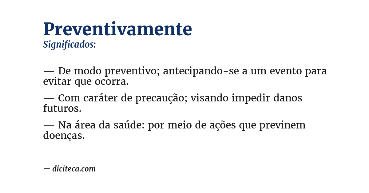 Significado de preventivamente