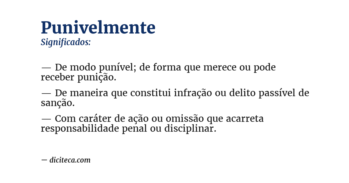Significado de punivelmente