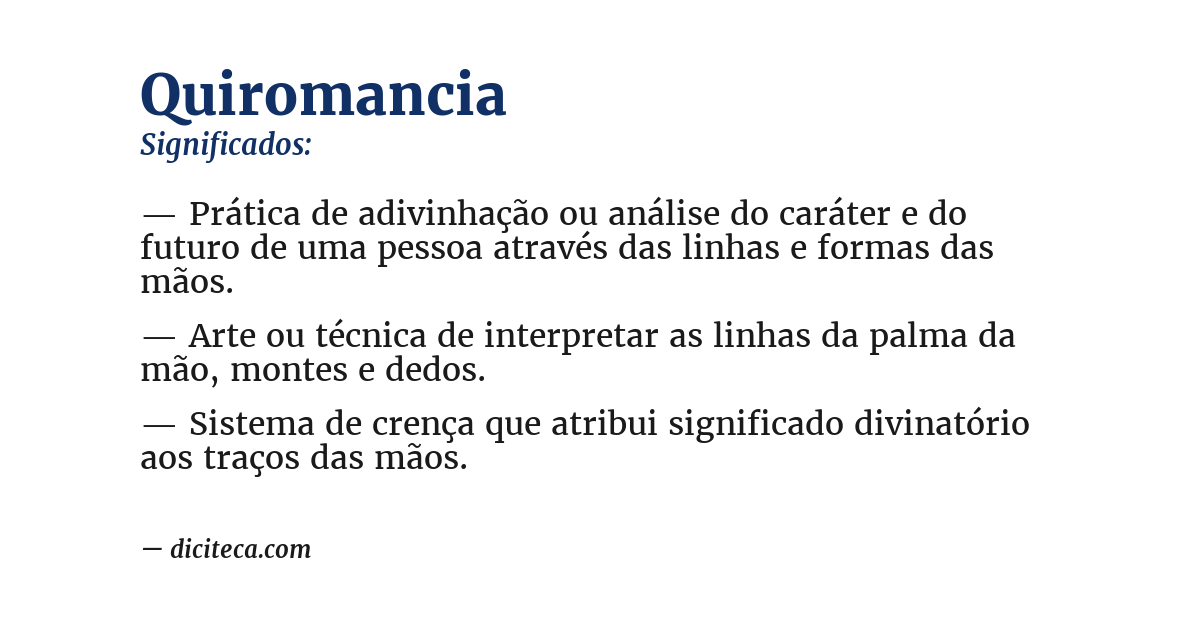 Significado de quiromancia