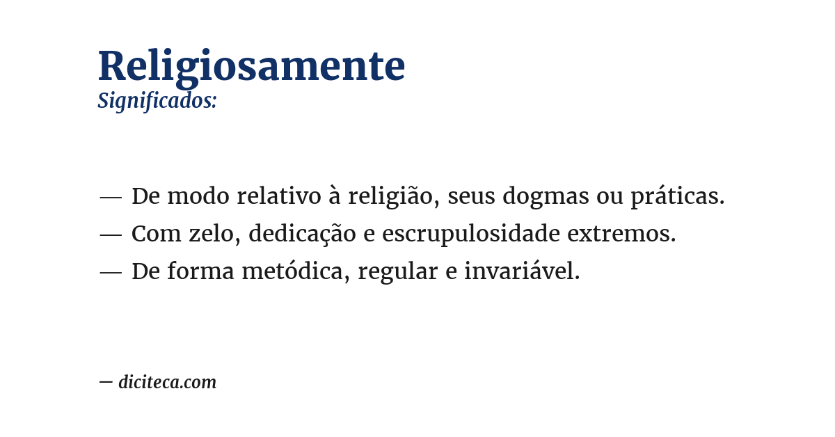 Significado de religiosamente