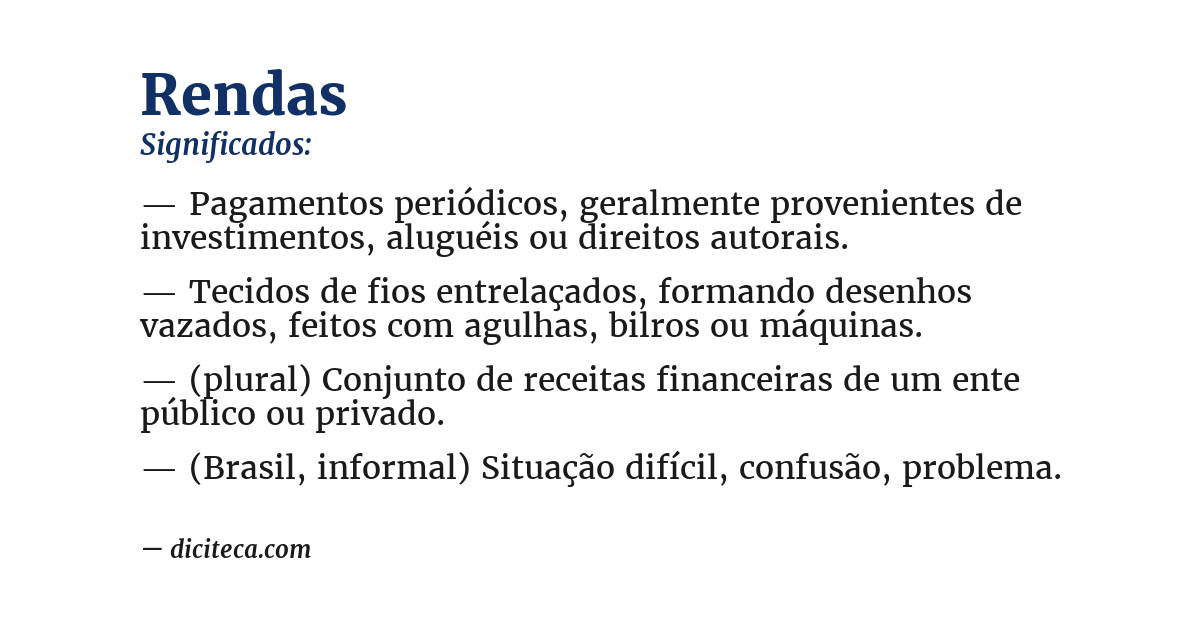 Significado de rendas