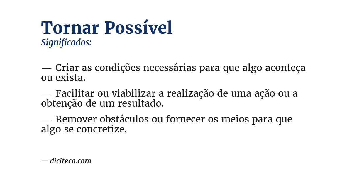 Significado de tornar possível