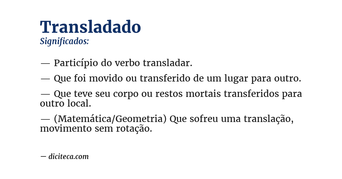 Significado de transladado