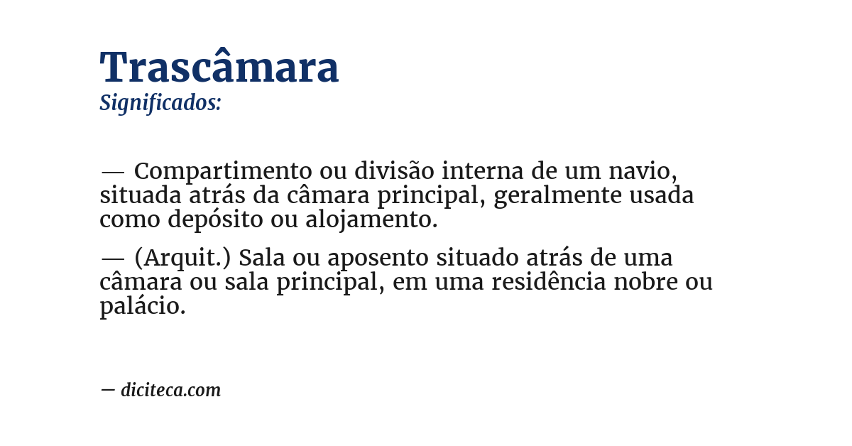 Significado de trascâmara