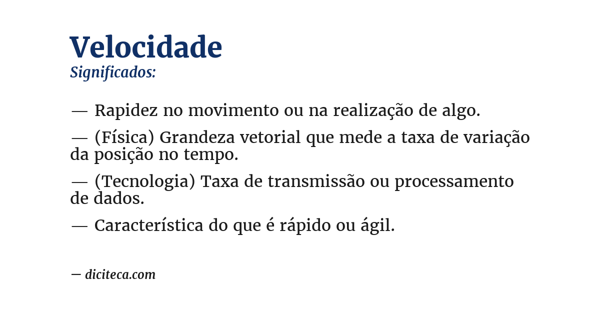Significado de velocidade