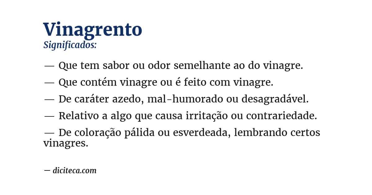 Significado de vinagrento