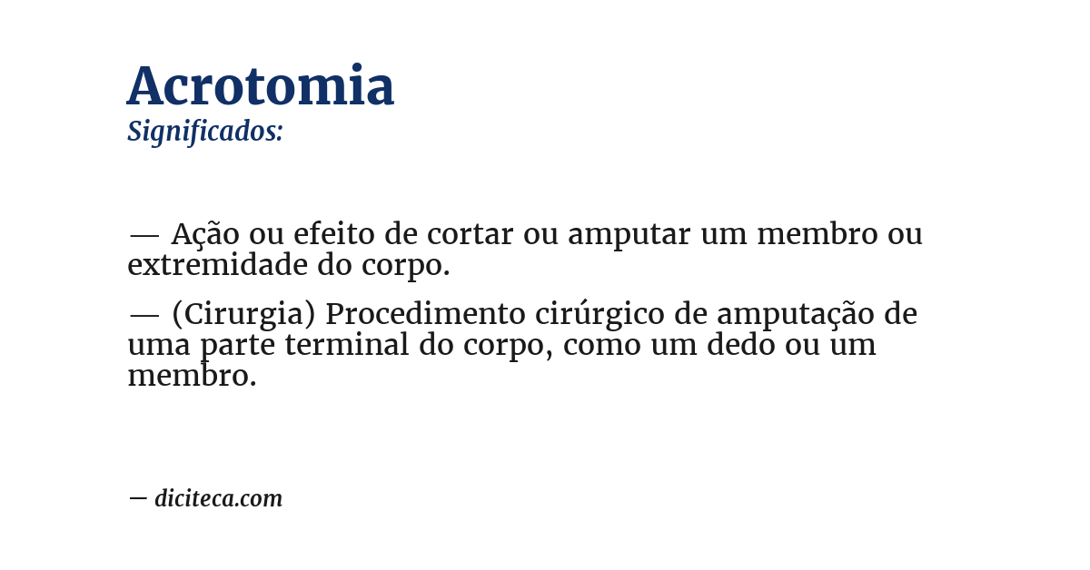 Significado de acrotomia