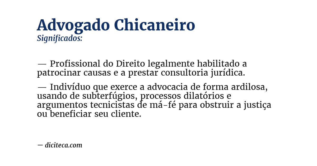 Significado de advogado chicaneiro