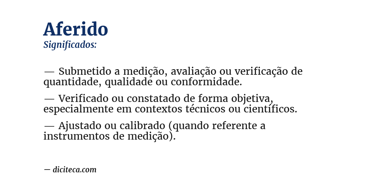 Significado de aferido