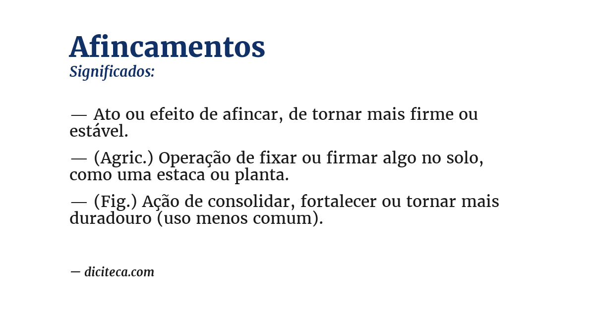 Significado de afincamentos