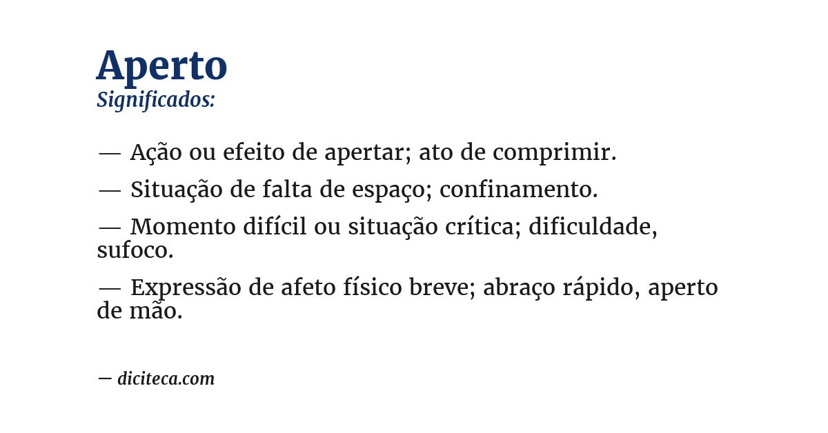 Significado de aperto