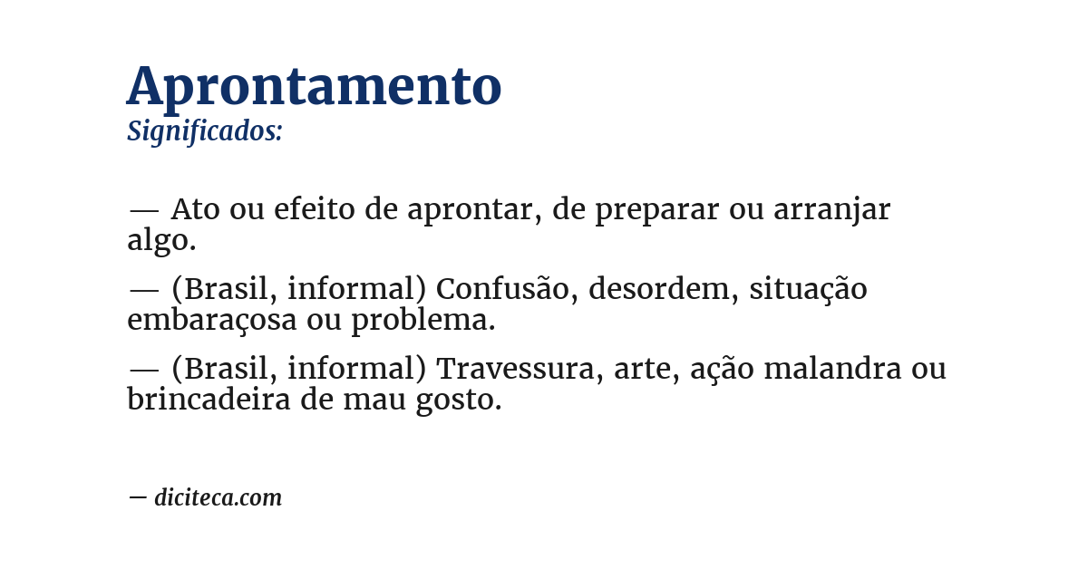 Significado de aprontamento