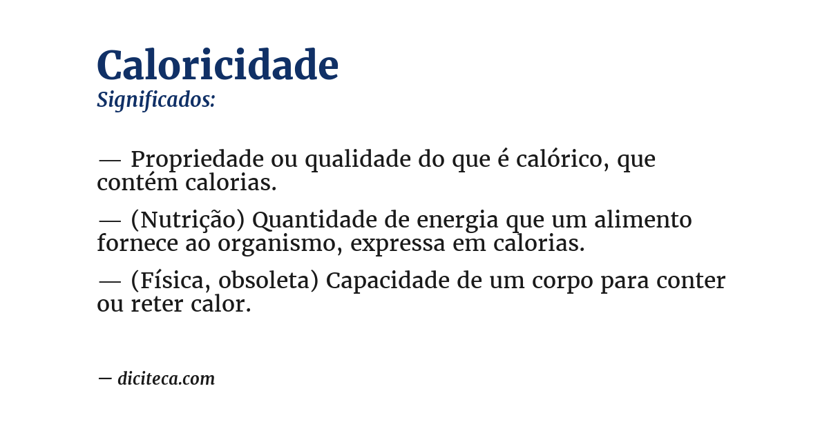 Significado de caloricidade