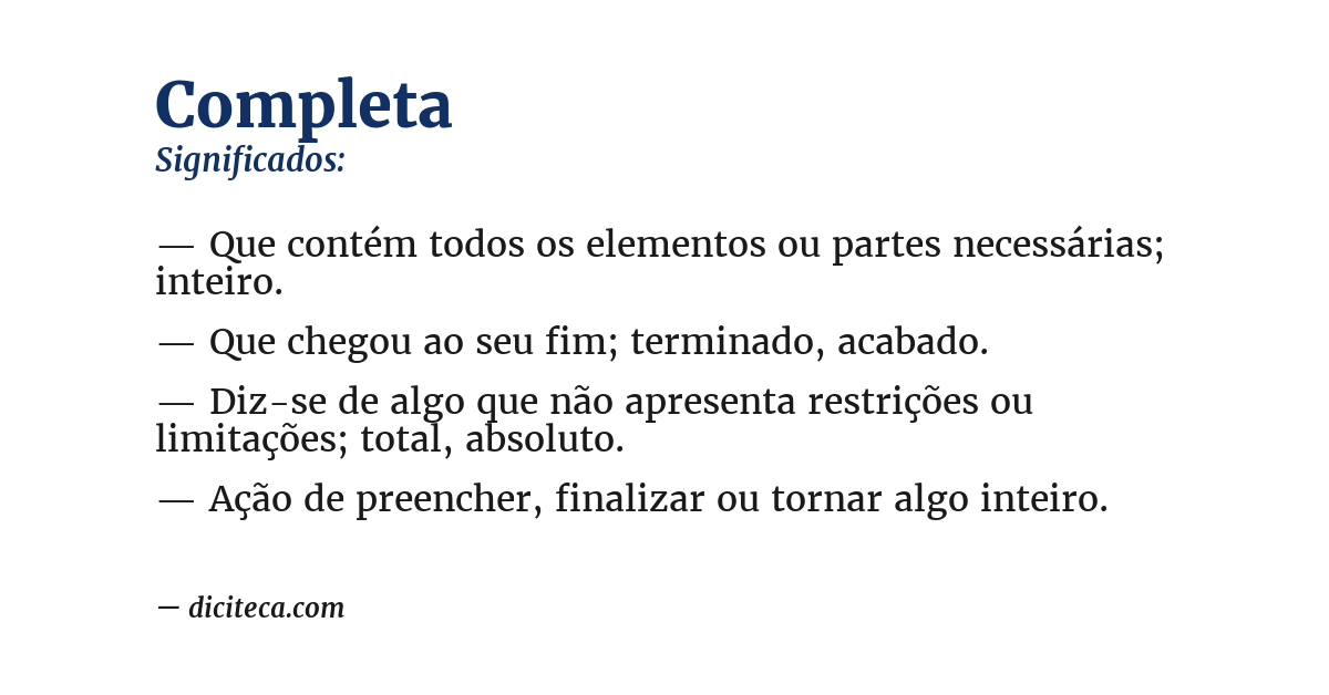Significado de completa