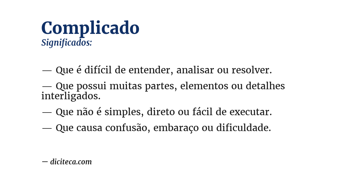 Significado de complicado