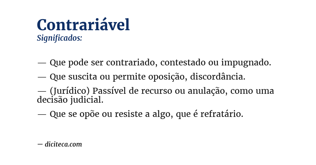 Significado de contrariável
