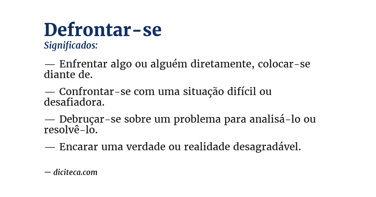 Significado de defrontar-se
