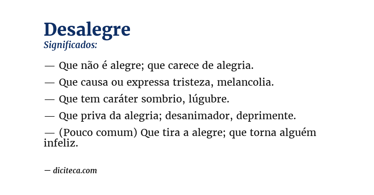 Significado de desalegre