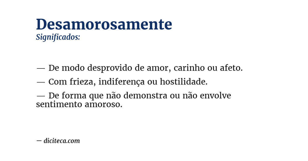 Significado de desamorosamente