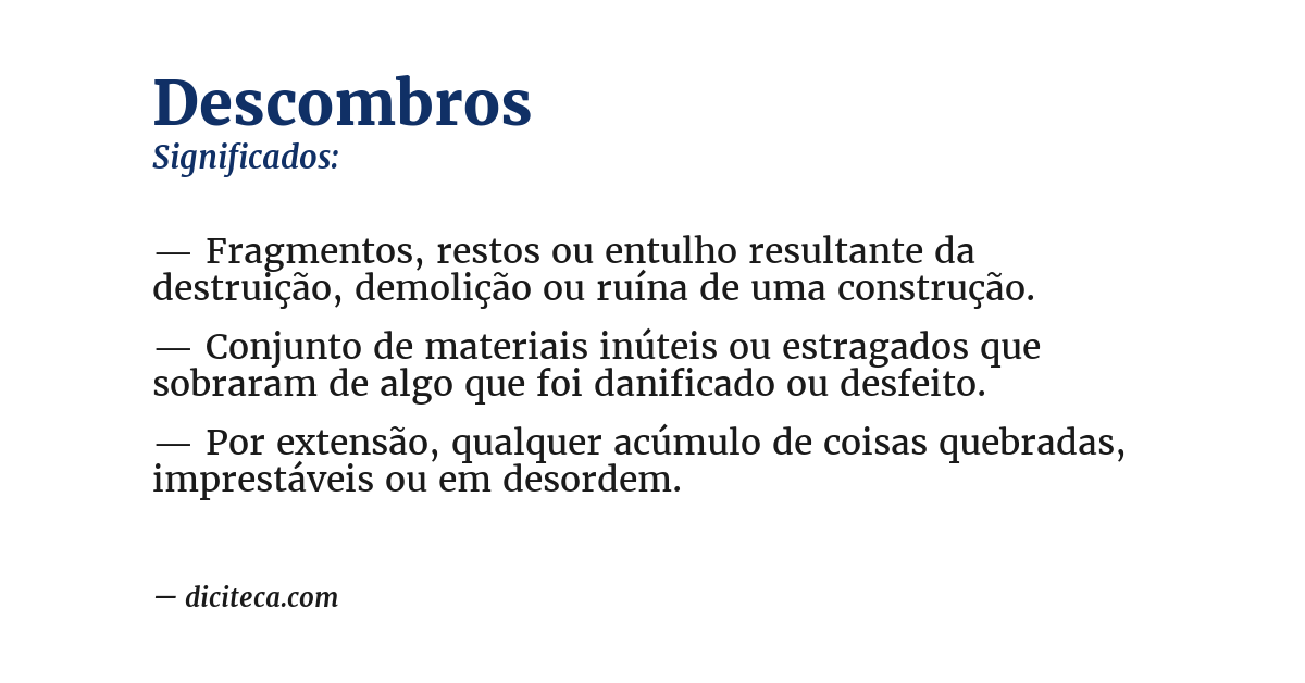 Significado de descombros